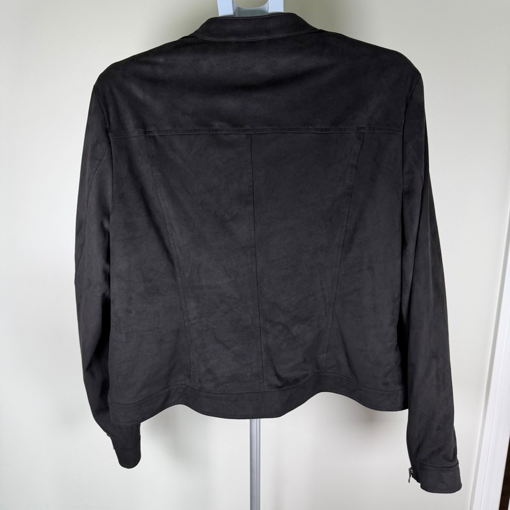 CoffeeShop New York Black Faux Suede Full Zip Fall Jacket Womens XL - Picture 3 of 15